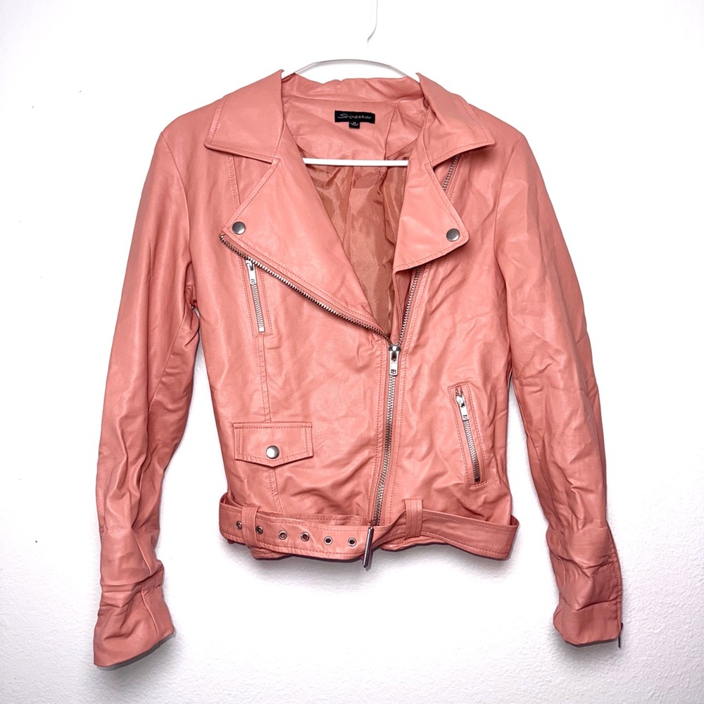 Shinestar Coral Faux Leather Jacket
